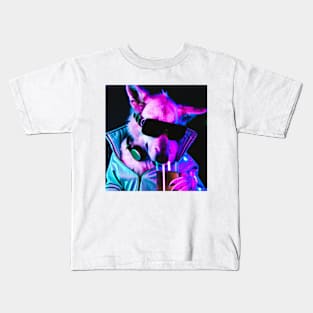 Celebrity Party Dog Synthwave Retro Kids T-Shirt